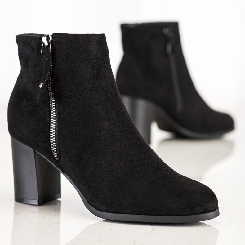 Bestelle Botas Elegantes Com Zíper Decorativo preto 1