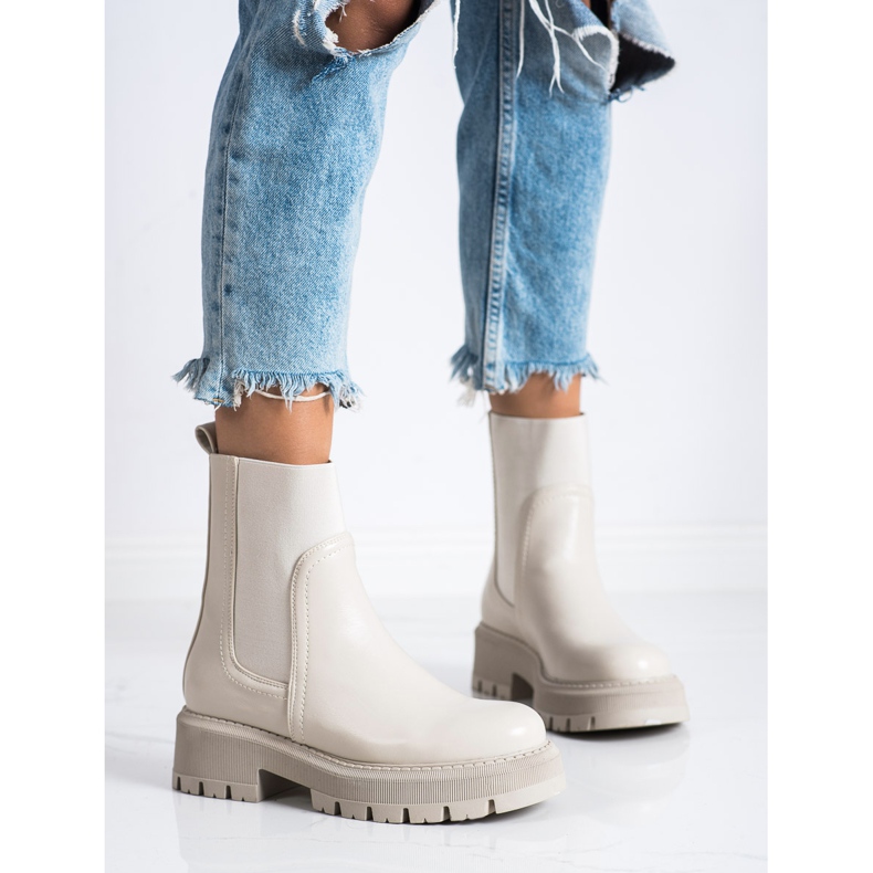 Seastar Botas Chelsea na plataforma da moda bege 1