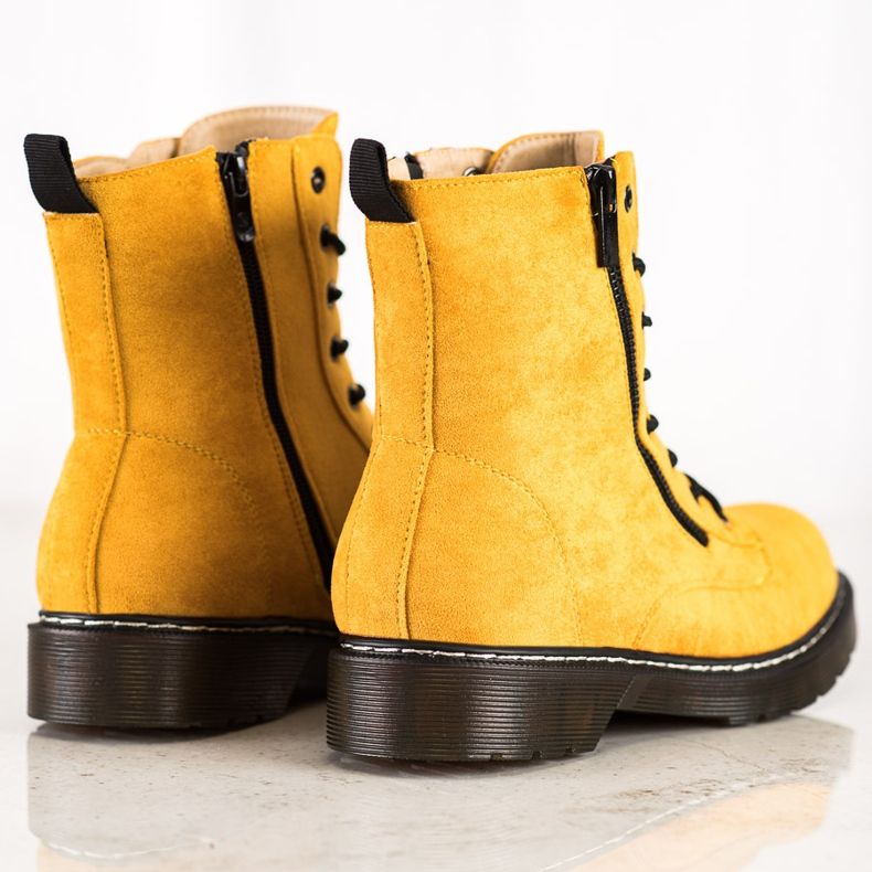 SHELOVET Trappers amarelos com zíper decorativo 1