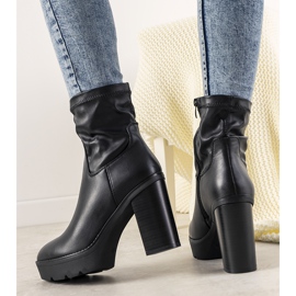 Botins pretos feitos de tecido de qualidade elástico 1