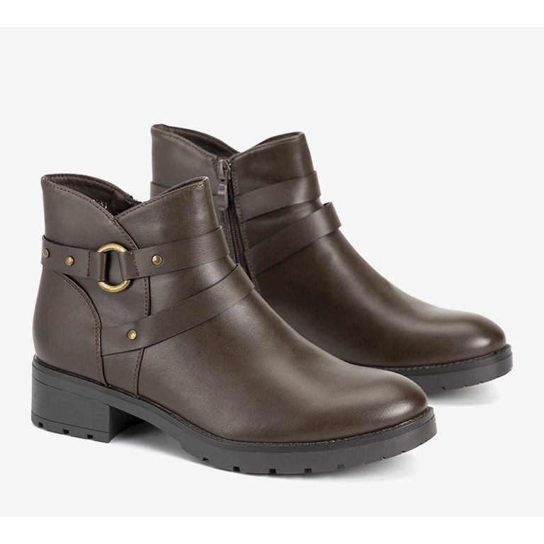 Botins castanhos lisos com riscas Danisa marrom 1