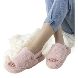 Chinelos femininos rosa com elástico e pele Fierro 1 Chinelos femininos rosa com elástico e pele Fierro 1