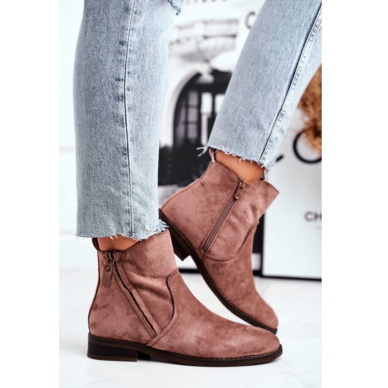 Evento Botas Jodhpur, zíperes bege de camurça marrom 1