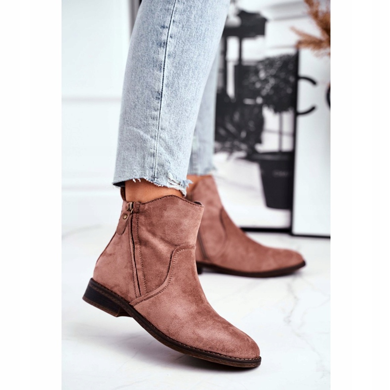 Evento Botas Jodhpur, zíperes bege de camurça marrom 4