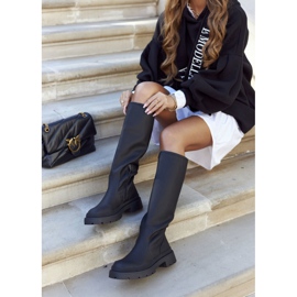 S.Barski Botas altas femininas pretas, o que está acontecendo preto 1