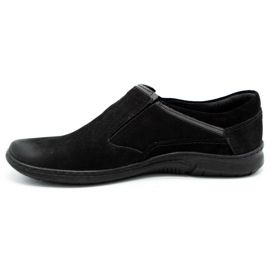 KOMODO Sapatos deslizantes de couro preto masculino 860K 1