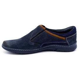 KOMODO Sapatos deslizantes de couro masculino 860K azul marinho 1
