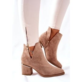 PS1 Botas de camurça feminina com recortes Khaki Noel cáqui 1