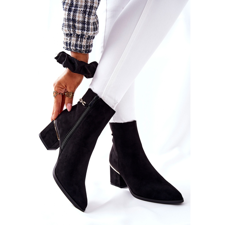 PS1 Botas femininas de camurça com salto preto One Step 2