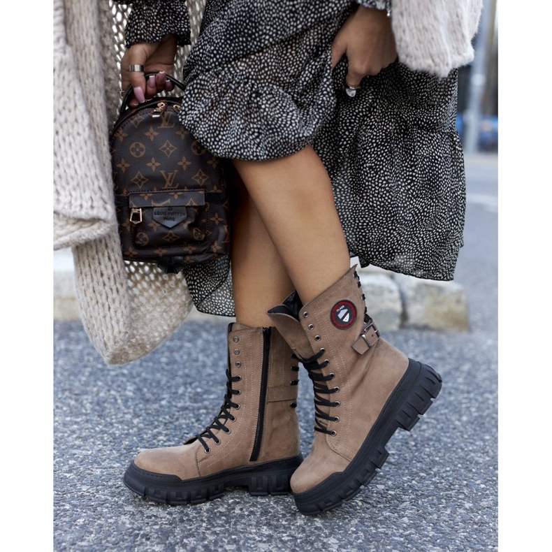 NAVY DOT Caçadores de botas femininas Trabalhadores Monope Marrom castanho 2