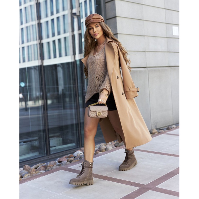 Botas de couro de veludo feminino Nicole 2673 marrom 1