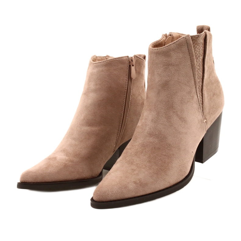 FB2 Botas femininas de salto alto bege forte 19051-11 4