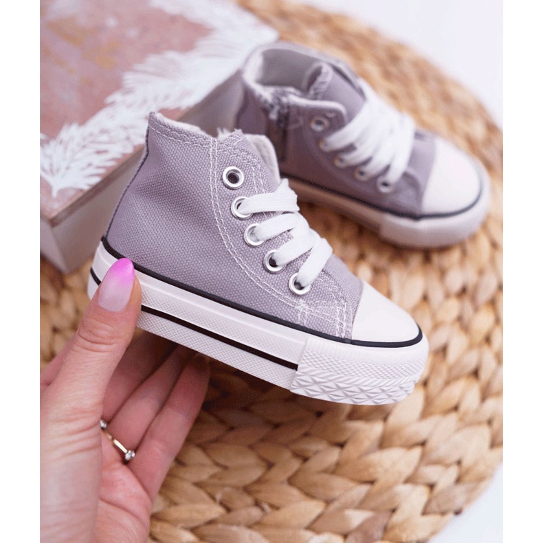 FRROCK Tênis infantil clássico alto com zíper cinza filemon 2