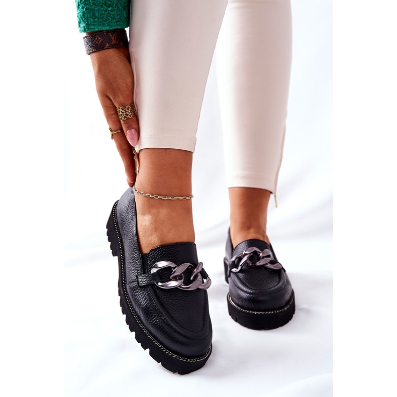 Nicole Mocassim feminino couro preto Sthonto 1