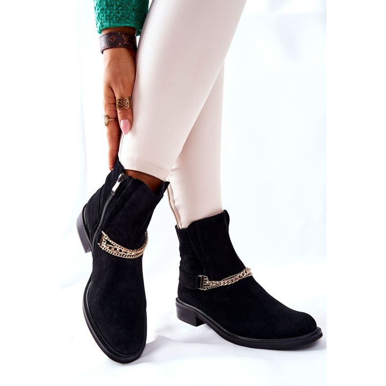 Botas de couro feminino Nicole Black Dome preto 2