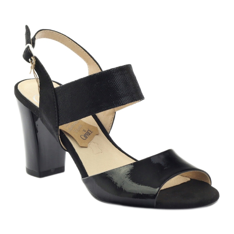 Sandálias caprice envernizadas sapatos femininos 28307 pretos 1