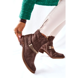 Botas de couro feminino Nicole Brown Dome marrom 1