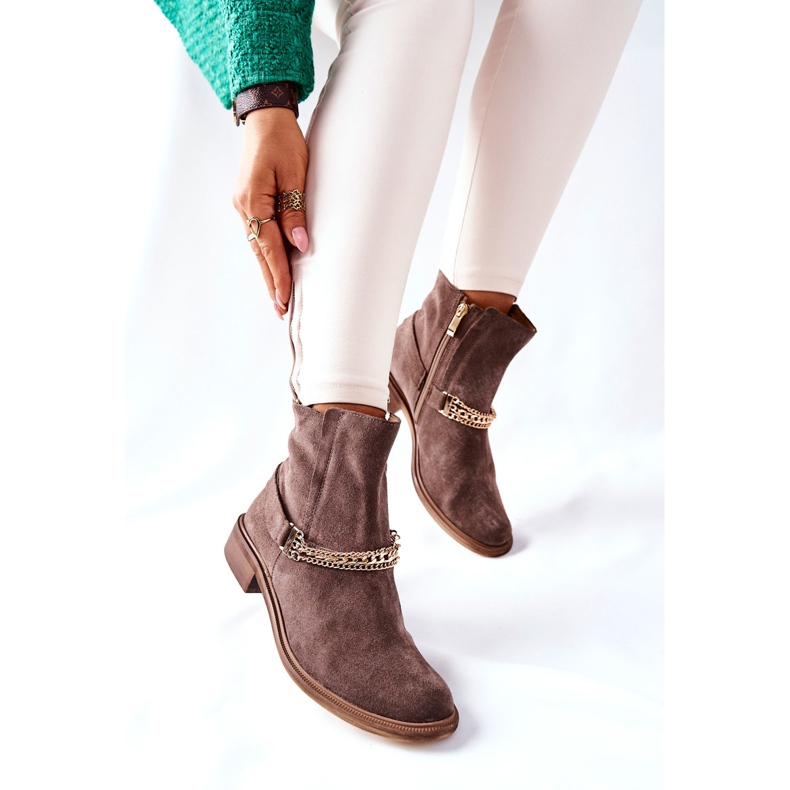Botas de couro feminino Nicole Brown Dome marrom 2