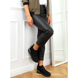 Sapatos esportivos pretos RQ316 de cunha preta 2