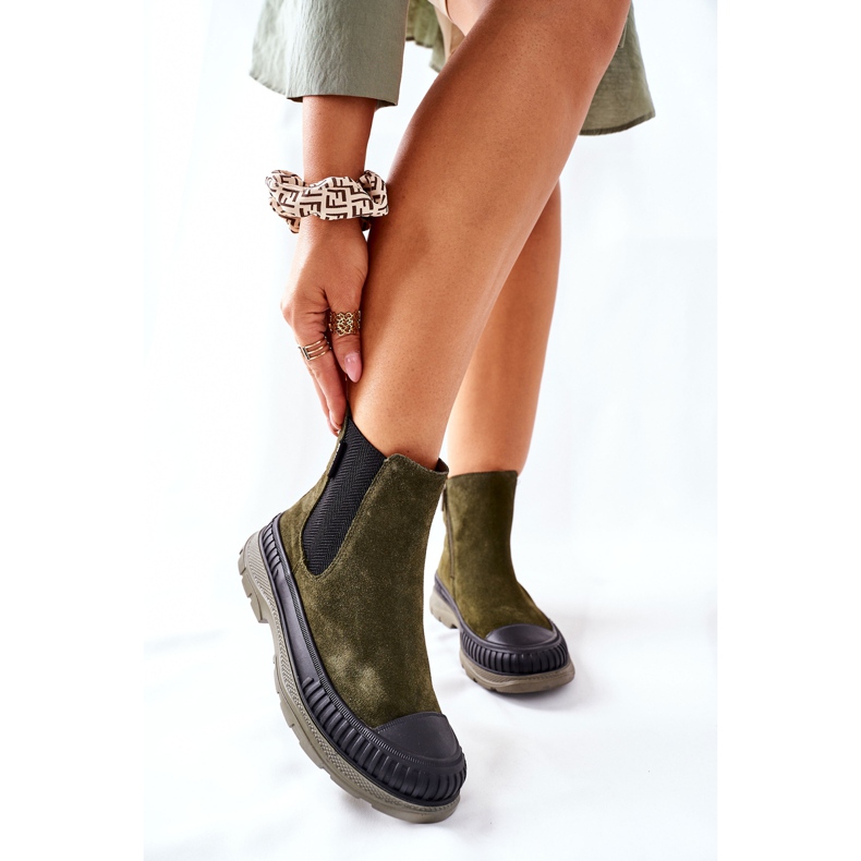 Botas femininas Botas Chelsea Couro Camurça Big Star II274355 Khaki verde 1