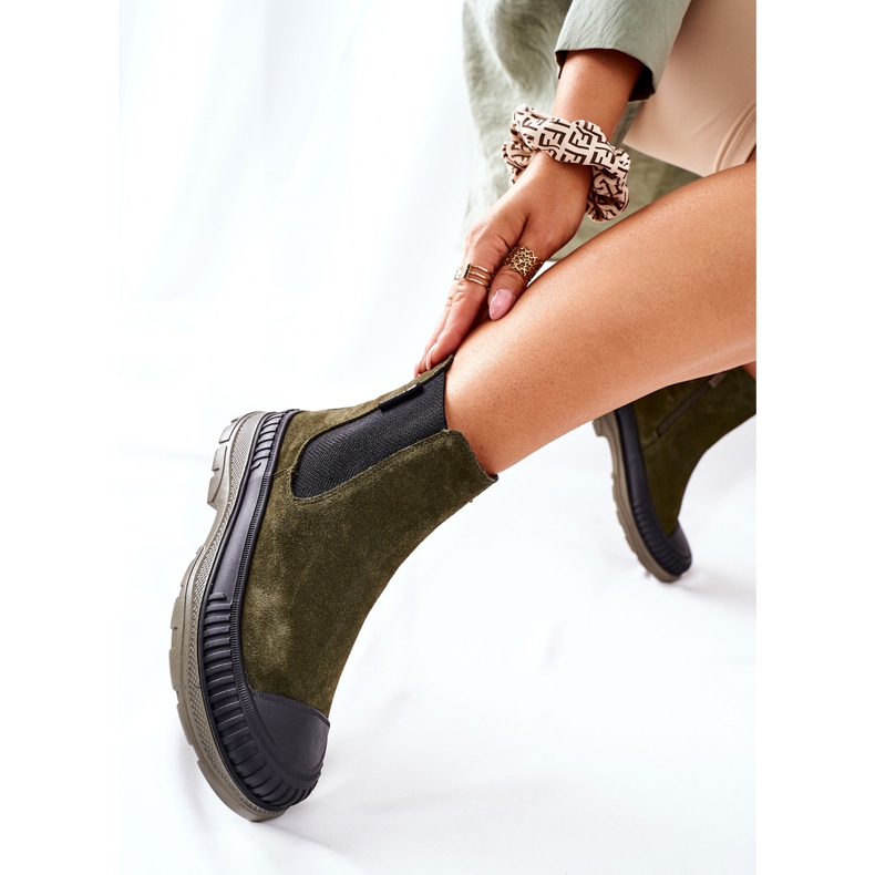 Botas femininas Botas Chelsea Couro Camurça Big Star II274355 Khaki verde 2