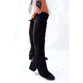 Vinceza Botas de salto feminino em camurça preta Corrig preto 1