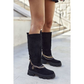 PS1 Botas de cano altas femininas Black Lagoon preto 2