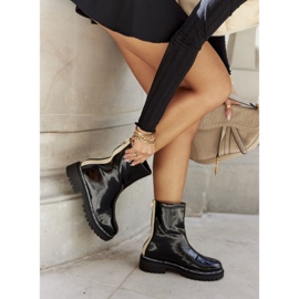 S.Barski Botas lacadas pretas quentes femininas Merellien preto 2