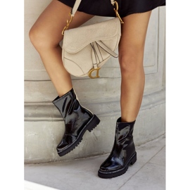 S.Barski Botas lacadas pretas quentes femininas Merellien preto 1