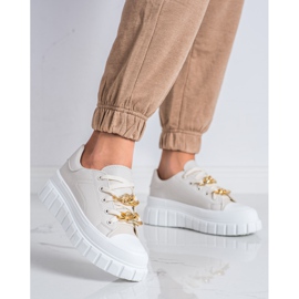 SHELOVET Tênis com corrente de moda bege 2