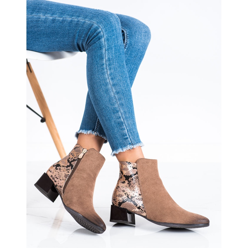Botas com encaixe Snake Print VINCEZA castanho 1