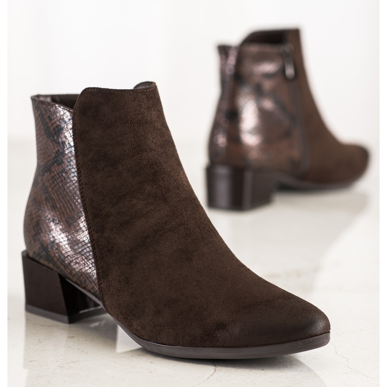 Botas com encaixe Snake Print VINCEZA marrom 1