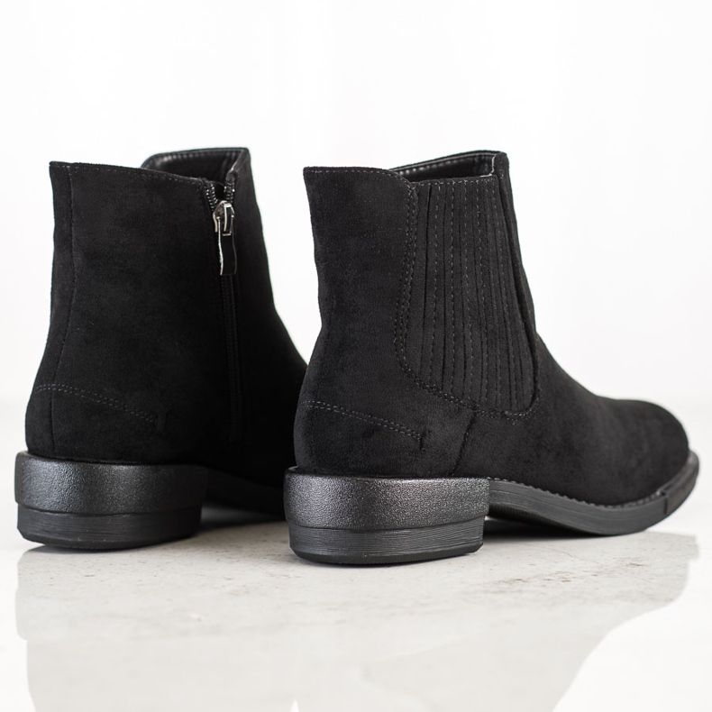 SHELOVET Botas clássicas de salto plano preto 1