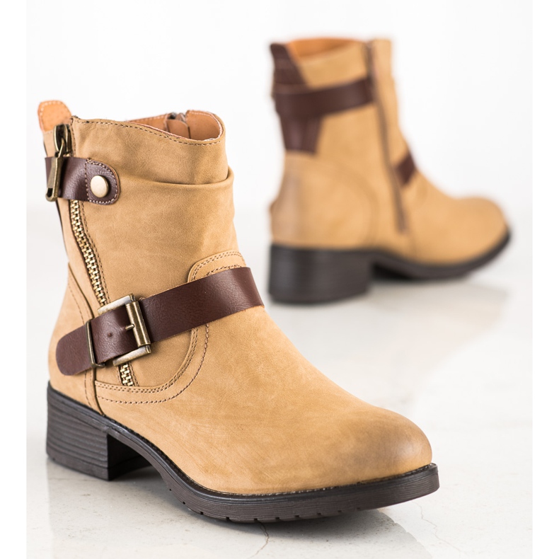 Sabatina Botas de trabalhador de couro ecológico marrom castanho 1