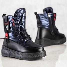 Seastar Botas de neve quente na plataforma preto azul marinho 1