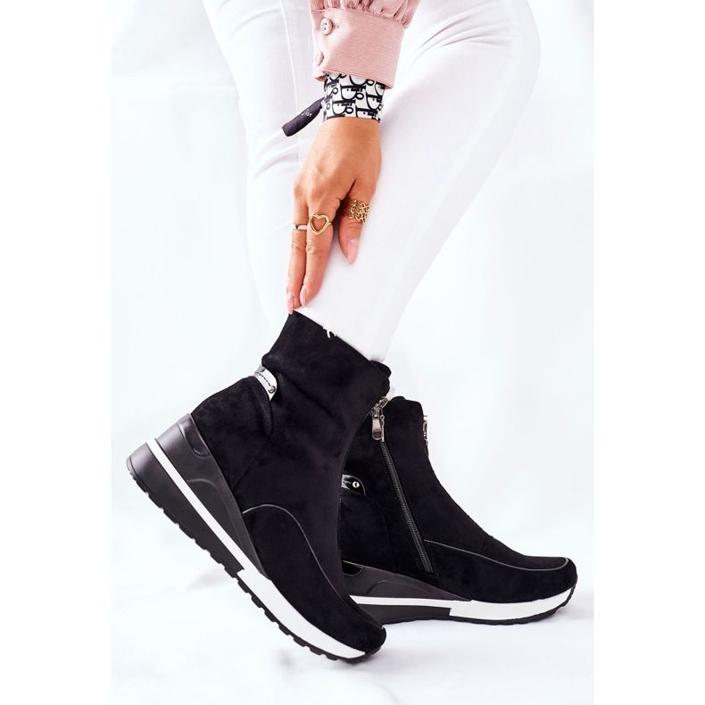 Vinceza Botas femininas em cunha Black Glenvar preto 1