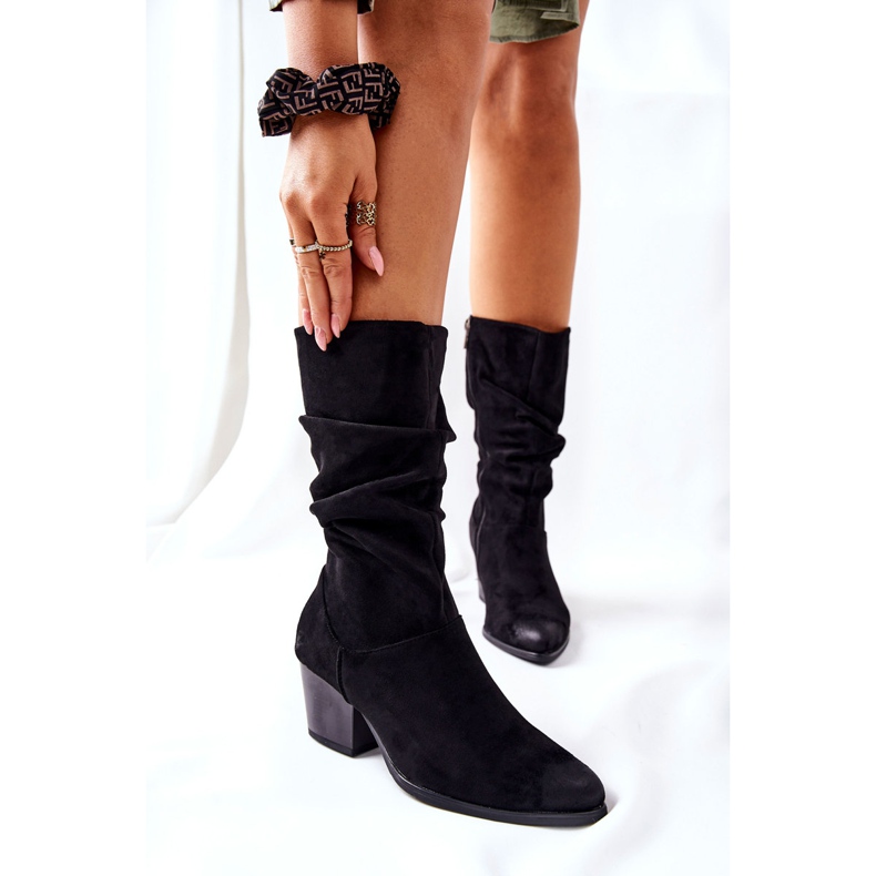 Vinceza Botas Ranafast pretas de camurça feminina preto 2