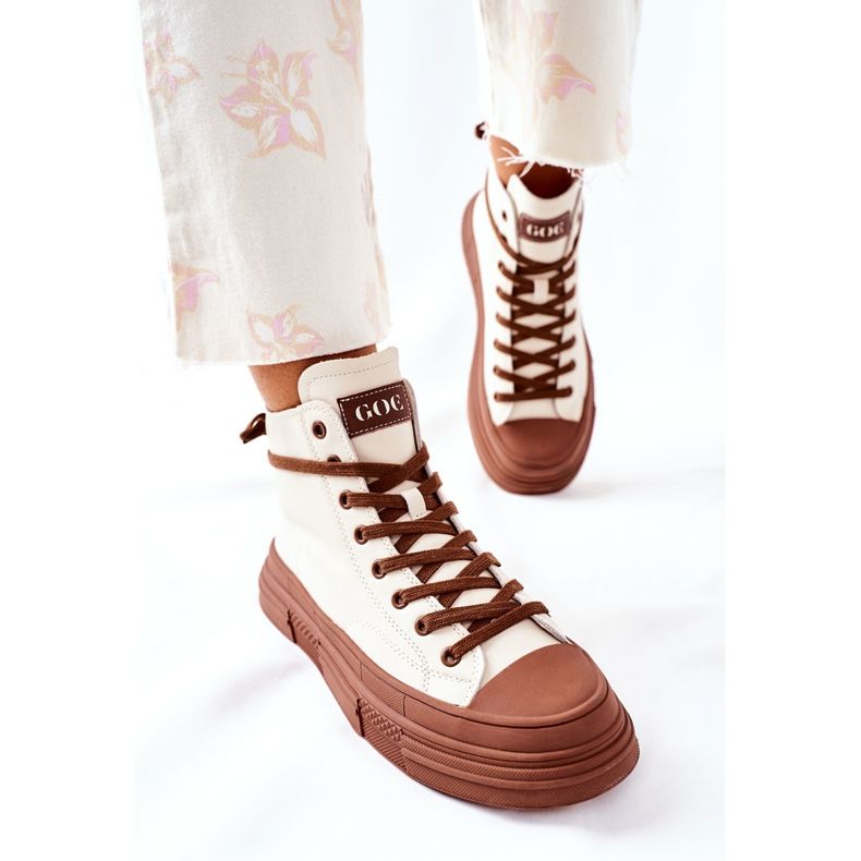 Tênis com isolamento alto feminino GOE II2N4034 branco marrom 2