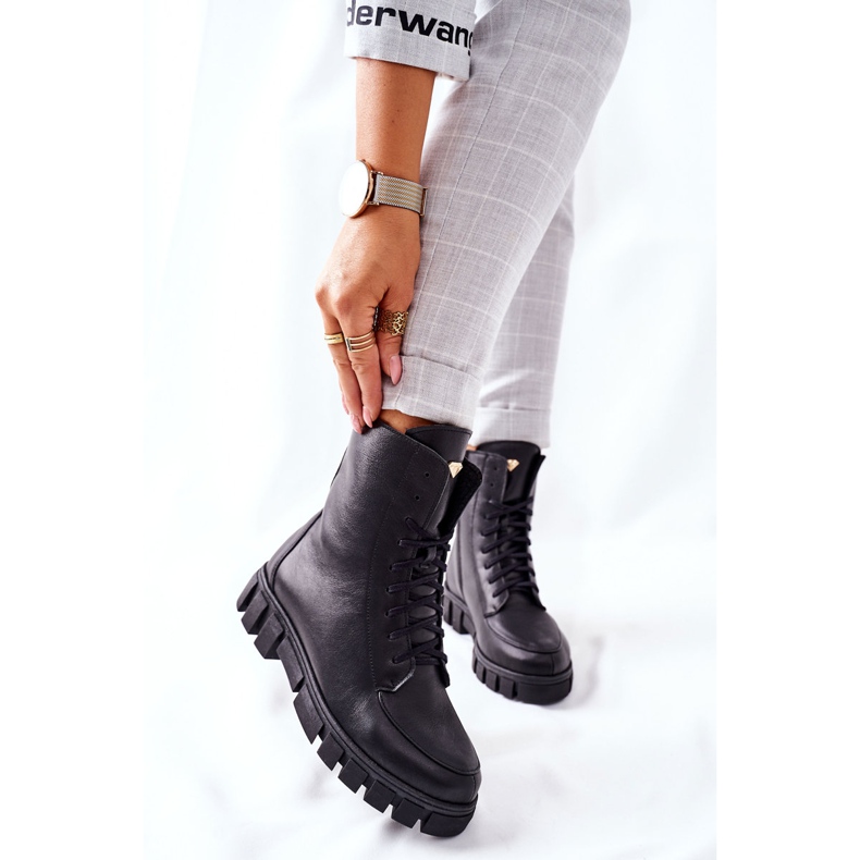 Botas de couro feminino Nicole 2673 pretas preto 1