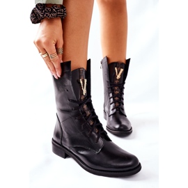 Botas de couro feminino Nicole Black 2581/001 preto 1