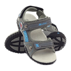 American Club Sandálias de velcro com aplicação de couro cinza americano 1618 azul 3