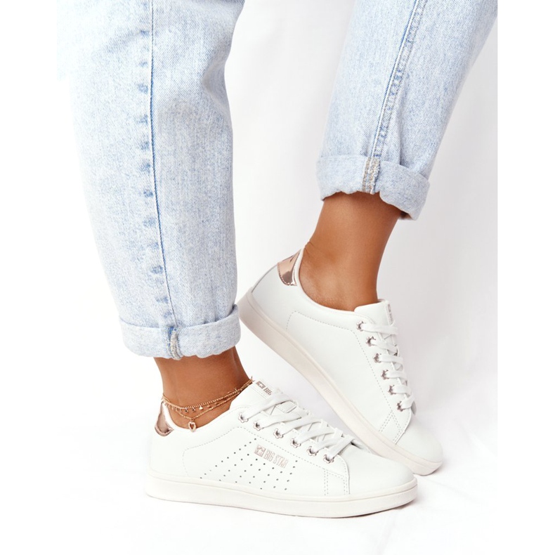 Tênis de couro feminino Big Star DD274583 White-Copper branco 1