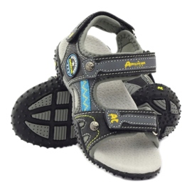 American Club Sandálias de velcro com um encaixe de couro americano 1618 ['amarelo, 'cinza', 'preto'] cinza 3