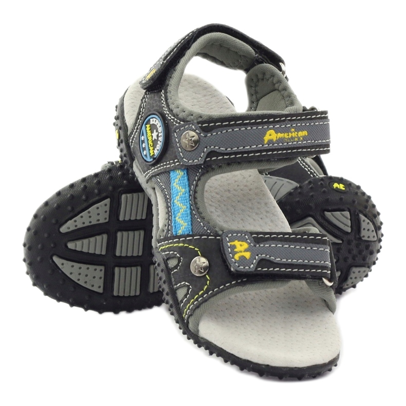American Club Sandálias de velcro com um encaixe de couro americano 1618 ['amarelo, 'cinza', 'preto'] cinza 3