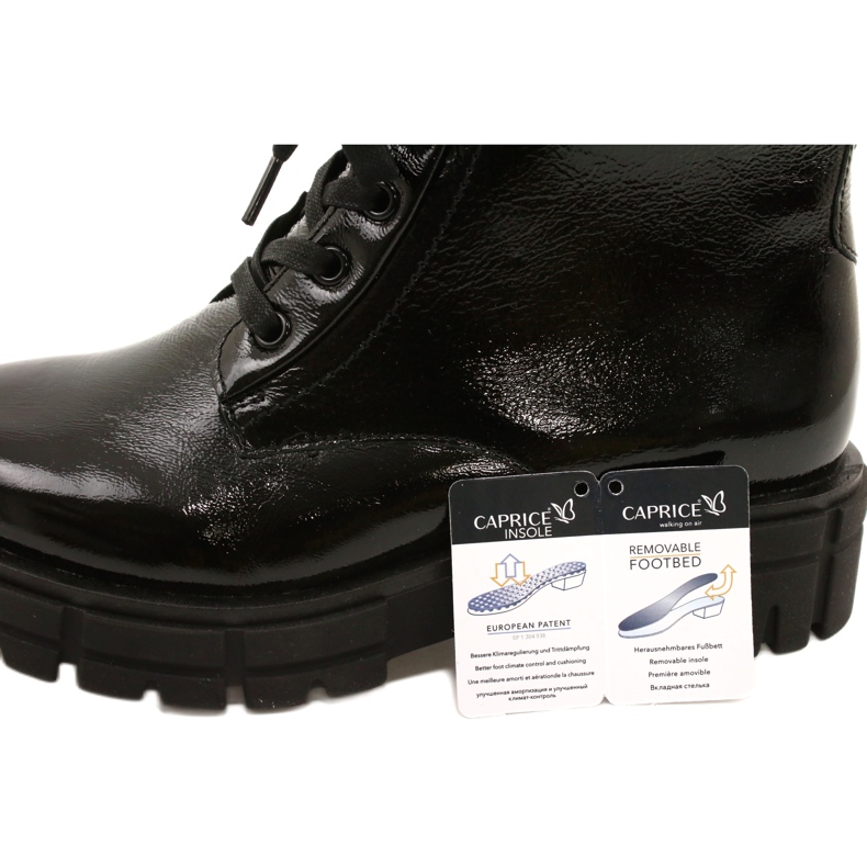 Botas femininas Caprice 9-25252-27 017 laca preta preto 6