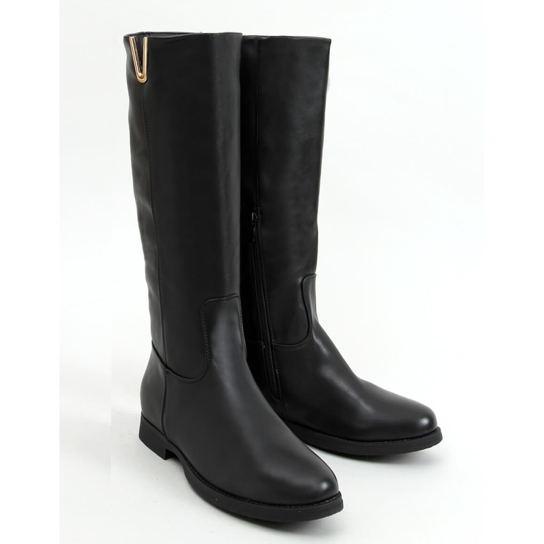 Botas de equitação femininas negras YY6787 Preto 1