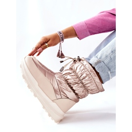 Botas de neve quentes femininas com zíper dourado 2