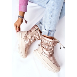 Botas de neve quentes femininas com zíper dourado 1