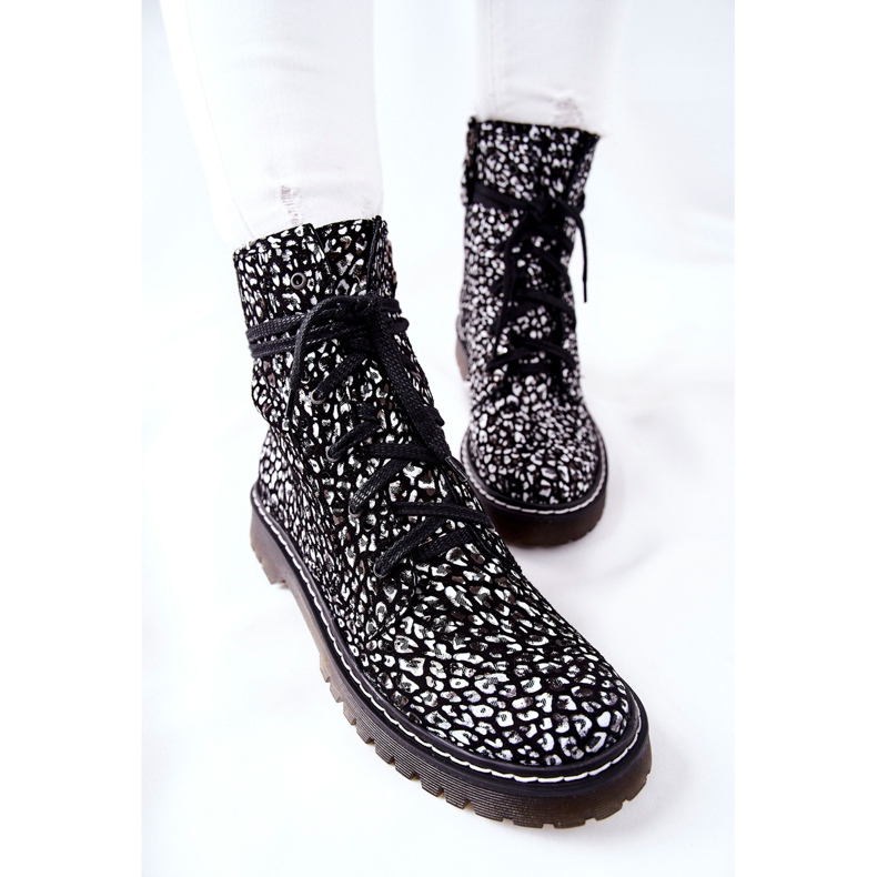 Botas femininas Glany Workers Maciejka Preto-Branco 01609-48 1