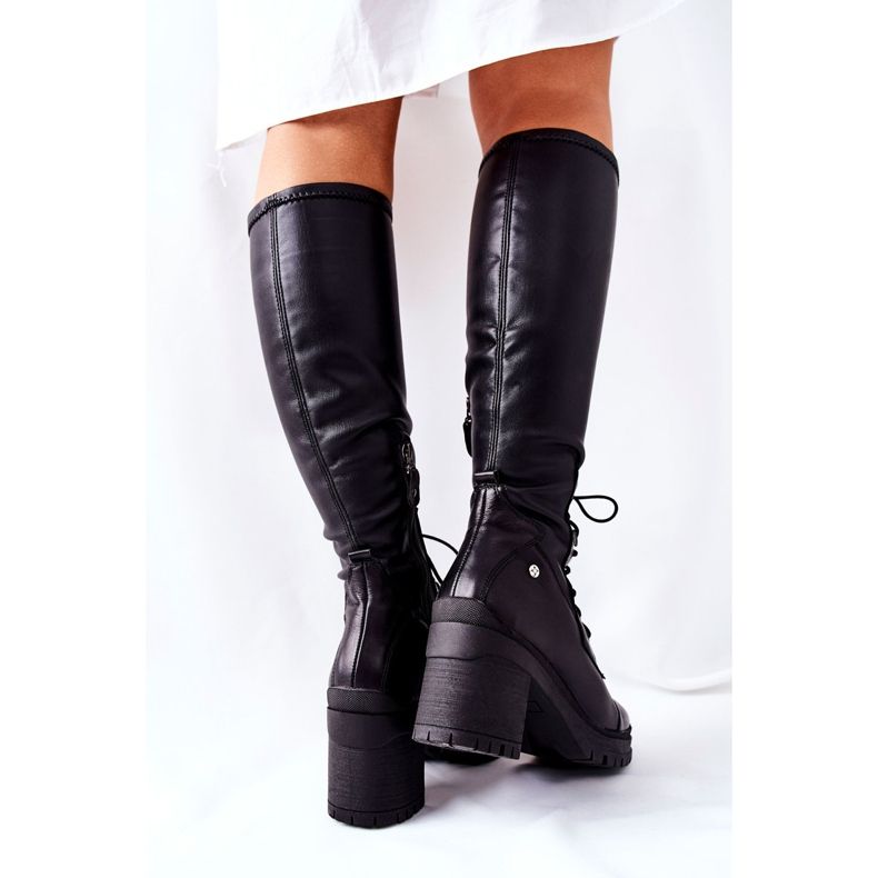 Botas amarradas femininas Maciejka Pretas 04782-01 preto 1